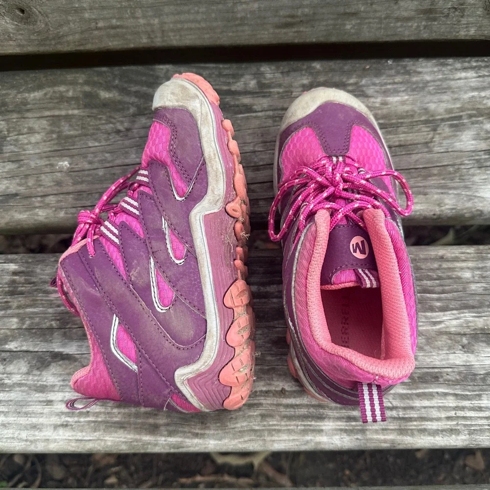 Merrell Chameleon 7 Access Mid Kids Purple Pink Waterproof Hiking Boots Size 12
